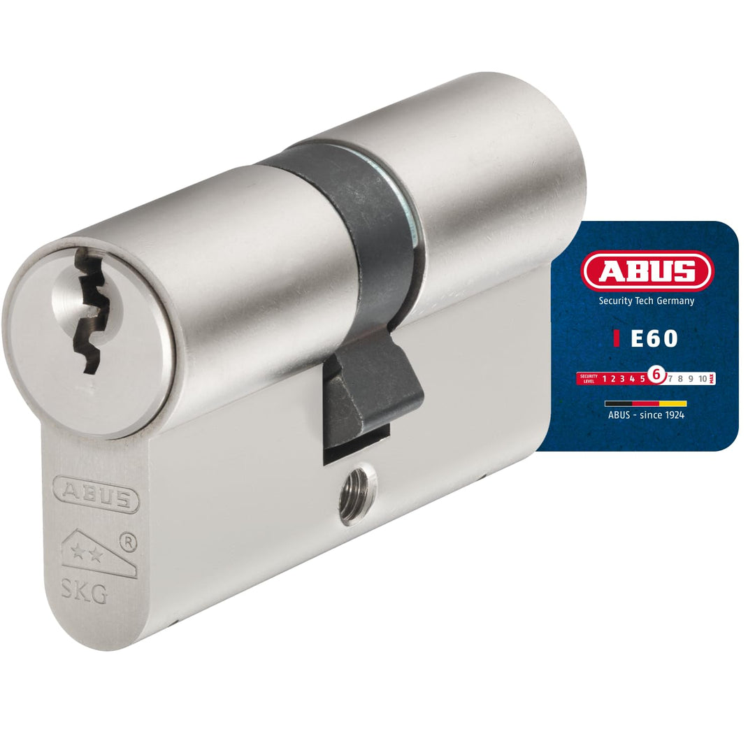 ABUS E60NP 30/30 Doppel-Profilzylinder, vs | Gehärteter Stahl, 6-Stift-Mechanismus, Bohrschutz &amp; Sti