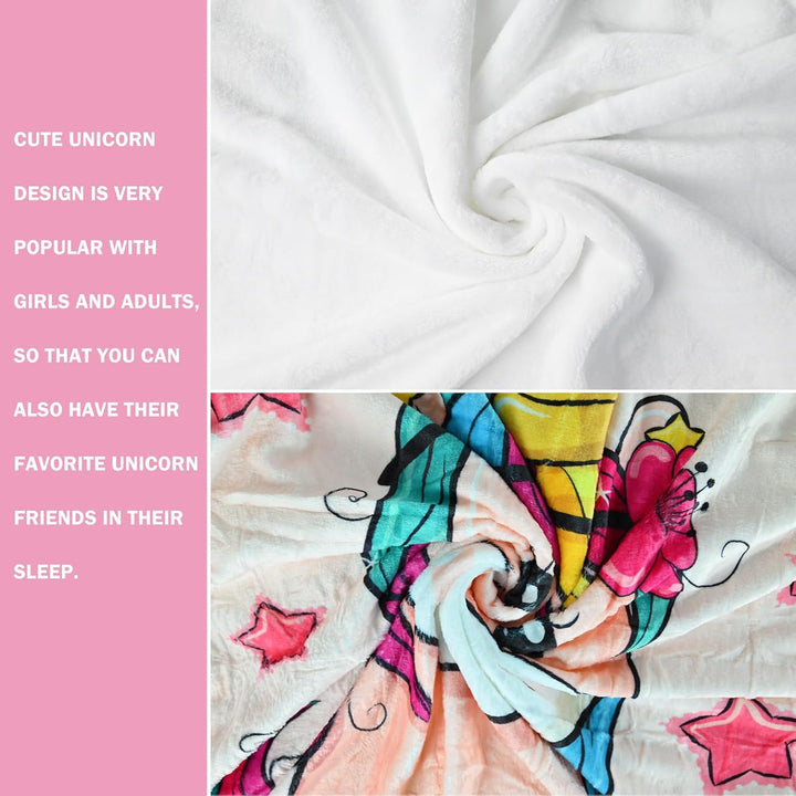 Einhorn Decke Kuscheldecke Flanell Kinder Rosa Kuscheldecke für Mädchen, Weiche Wohndecke Geburtstag