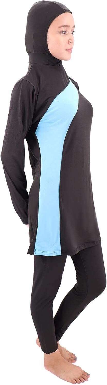 Musuly Burkini Badeanzug Mit Schleier 36 Schwarz und Himmelblau, 36 Schwarz und Himmelblau