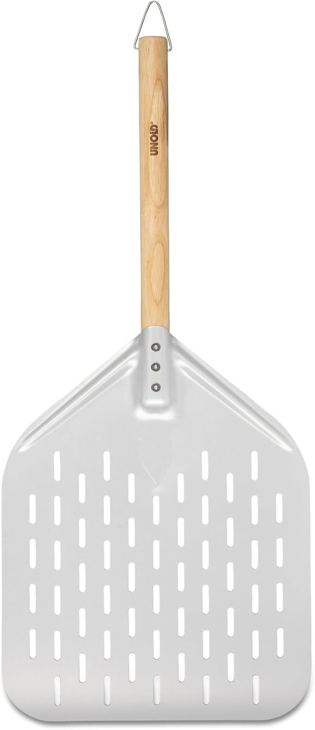 Unold Pizzaschieber 6881620 | Pizzaschaufel aus Aluminium mit Griff aus Buchenholz perfekt Pizzaofen