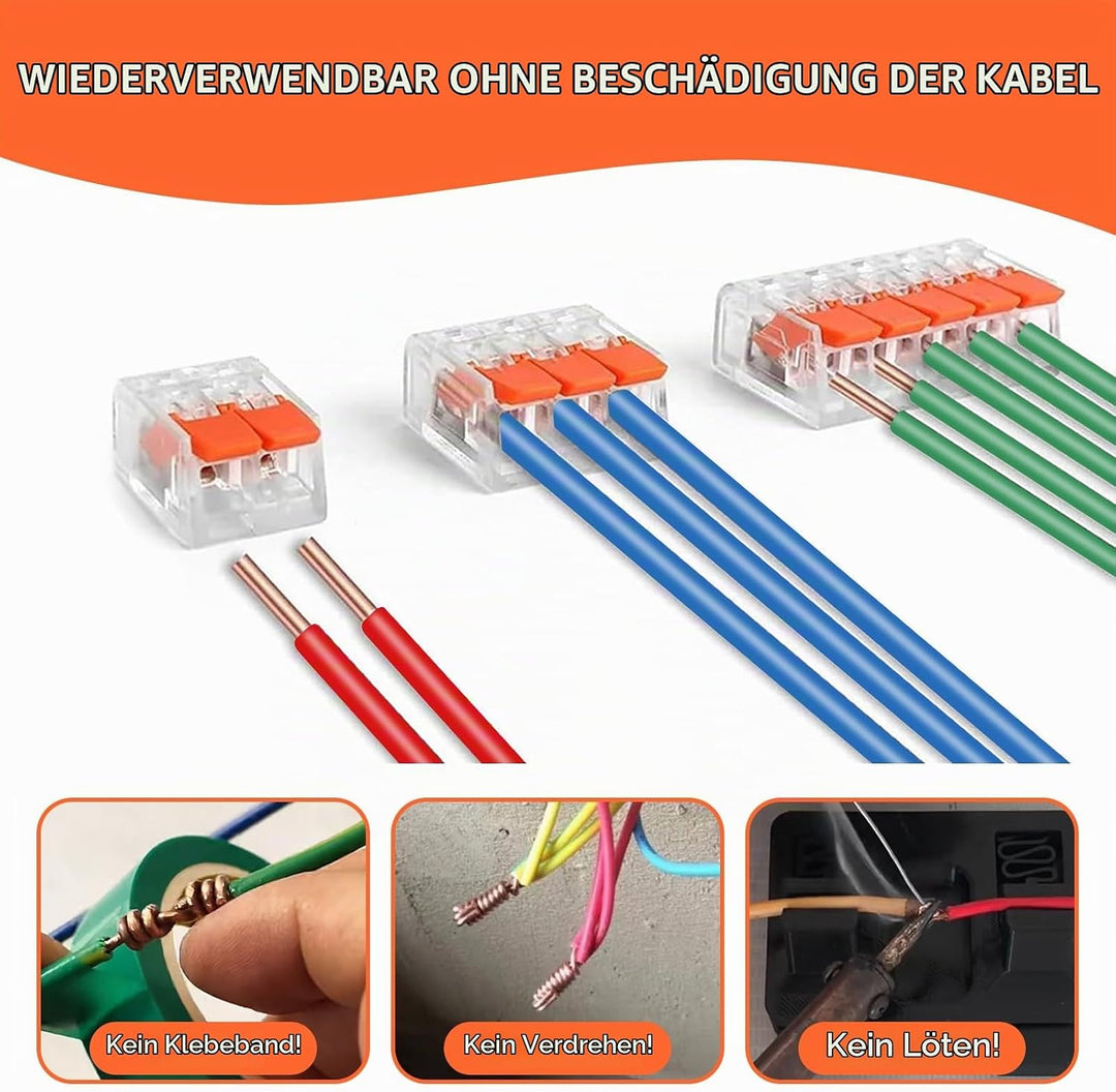 Kabelverbinder, 75 Stück Kabelklemmen Elektro, Wiederverwendbare Klemmen Set mit Betätigungshebel, 4