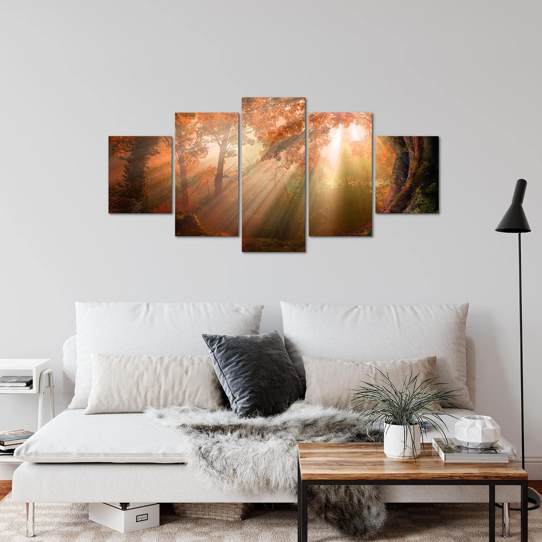 Runa Art Wandbilder Wald Landschaft 5 Teilig Bild auf Vlies Leinwand Deko Schlafzimmer Wohnzimmer So