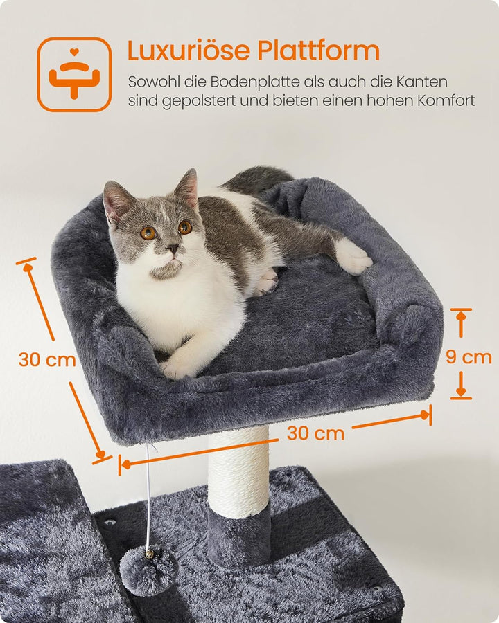 Feandrea Kratzbaum, XXL Katzenbaum, 164 cm, rauchgrau PCT087G01, Rauchgrau