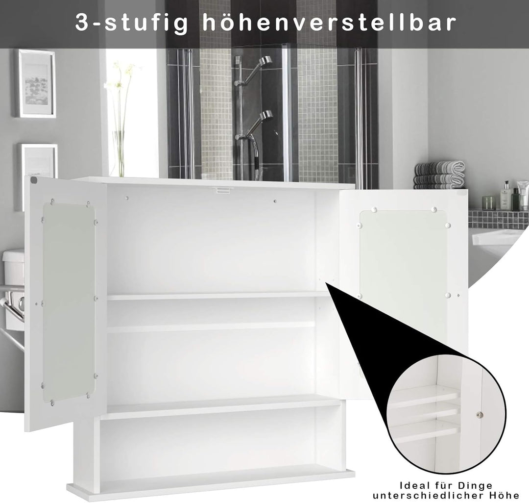 RELAX4LIFE Spiegelschrank Badezimmerspiegelschrank Hängeschrank Badezimmerschrank Badschrank Schmink