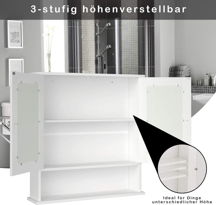RELAX4LIFE Spiegelschrank Badezimmerspiegelschrank Hängeschrank Badezimmerschrank Badschrank Schmink