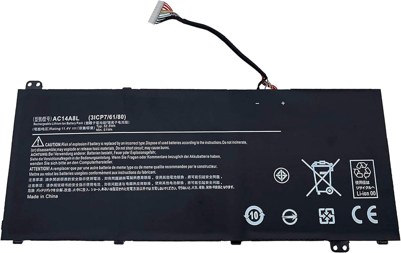 11.4V 4605mAh Laptop Akku AC14A8L 3ICP7/61/80 934T2119H für Acer Aspire V15 Nitro VN7 VN7-571 VN7-57