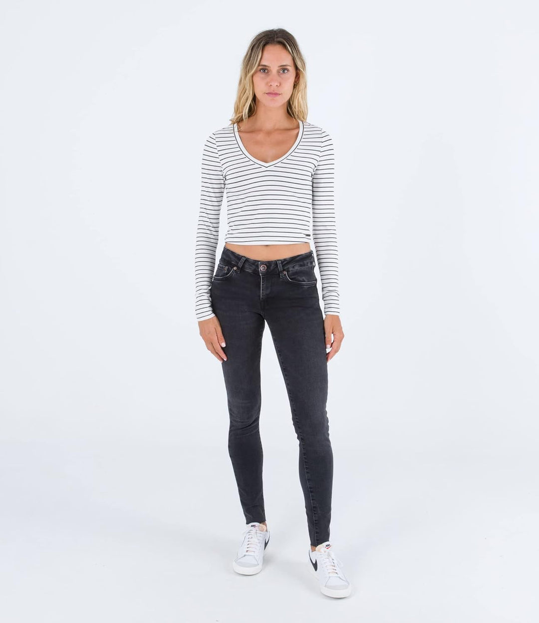 Hurley Damen Sophie Fitte Tee T-Shirt XS Feeder Stripe, XS Feeder Stripe