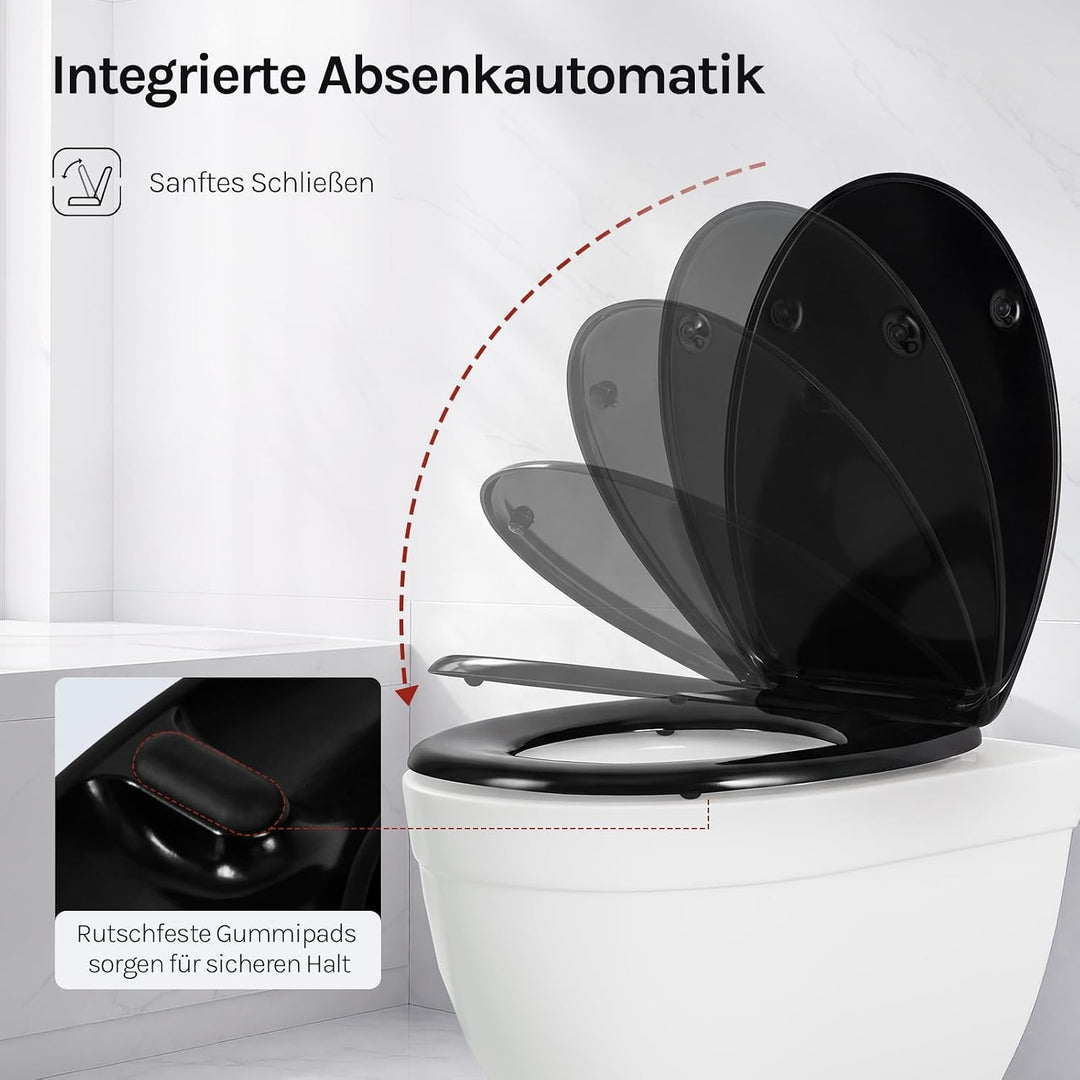 WOLTU WC Sitz mit Absenkautomatik,Toilettensitz Motiv, Toilettendeckel aus Duroplast, Stable Klodeck