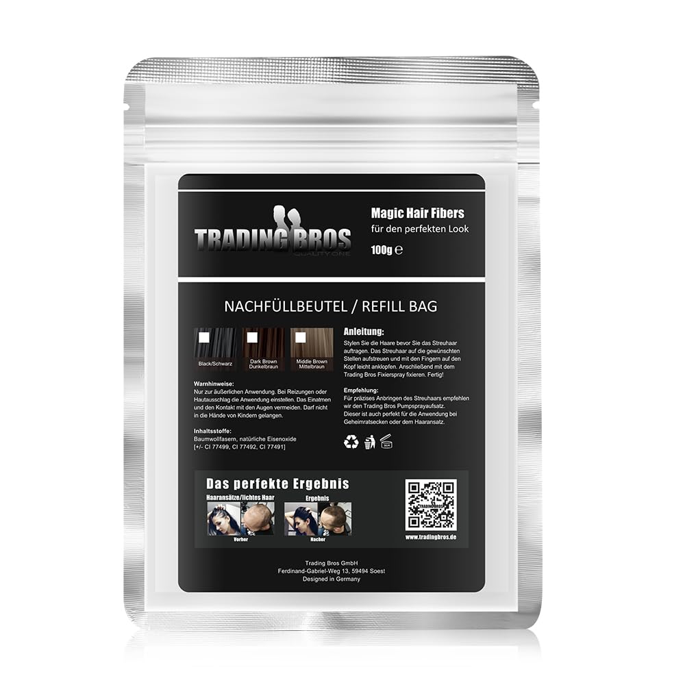 100g Premium Streuhaar Trading Bros Refill Bag Nachfüllbeutel (Schwarz), Schwarz