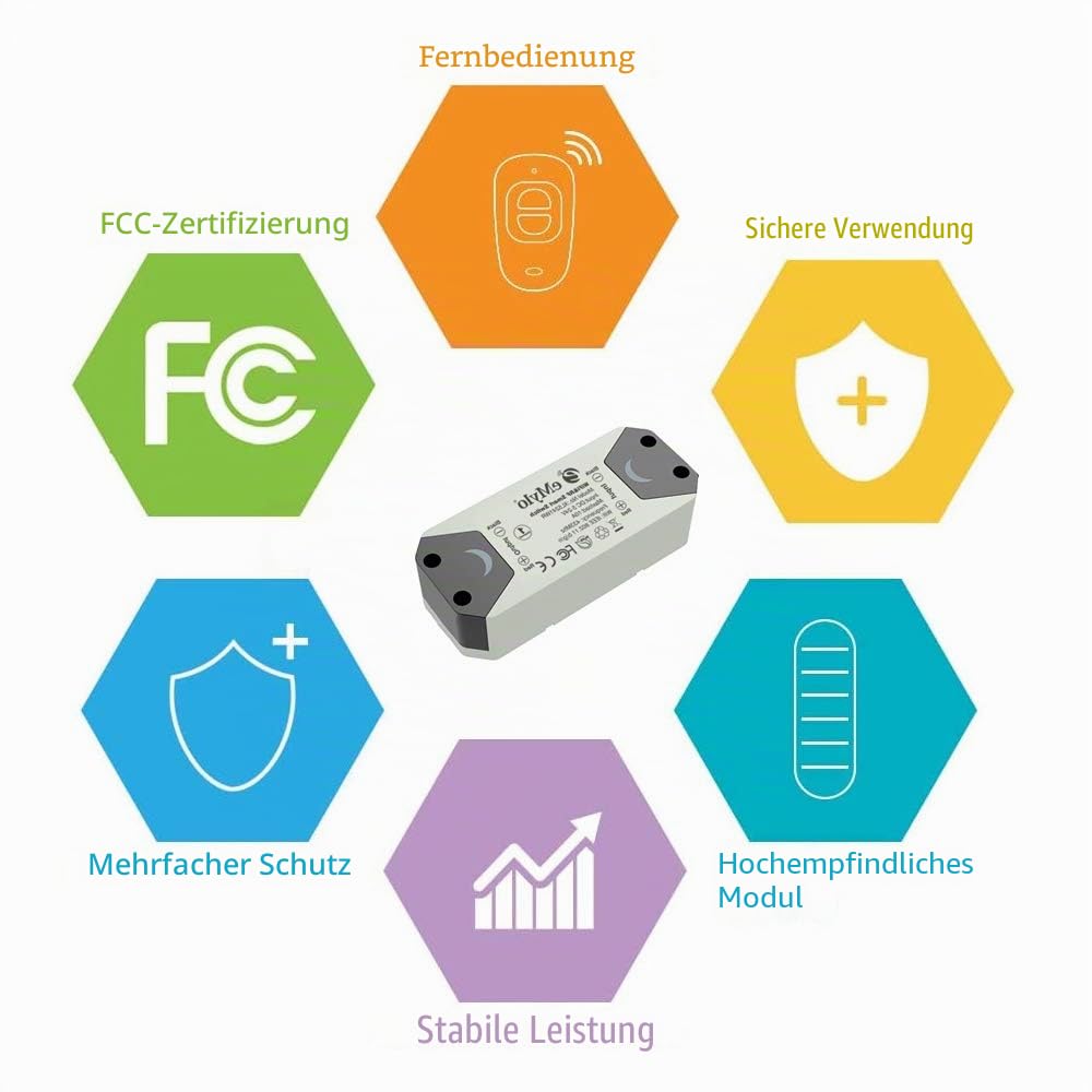 eMylo Smart Relaisschalter Wireless RF DC 12V Zwei 2-Kanal-Fernsteuerungsschalter 5V-24V HF-Relaissc