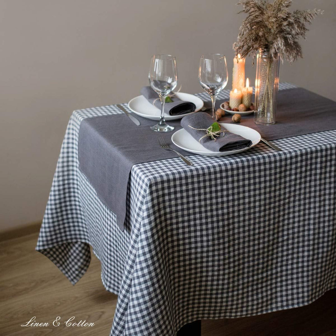 Linen &amp; Cotton Tischläufer Stoff Tischband Tischdeko Hygge 100% Leinen, Grau (40 x 350 cm) Lang Läuf