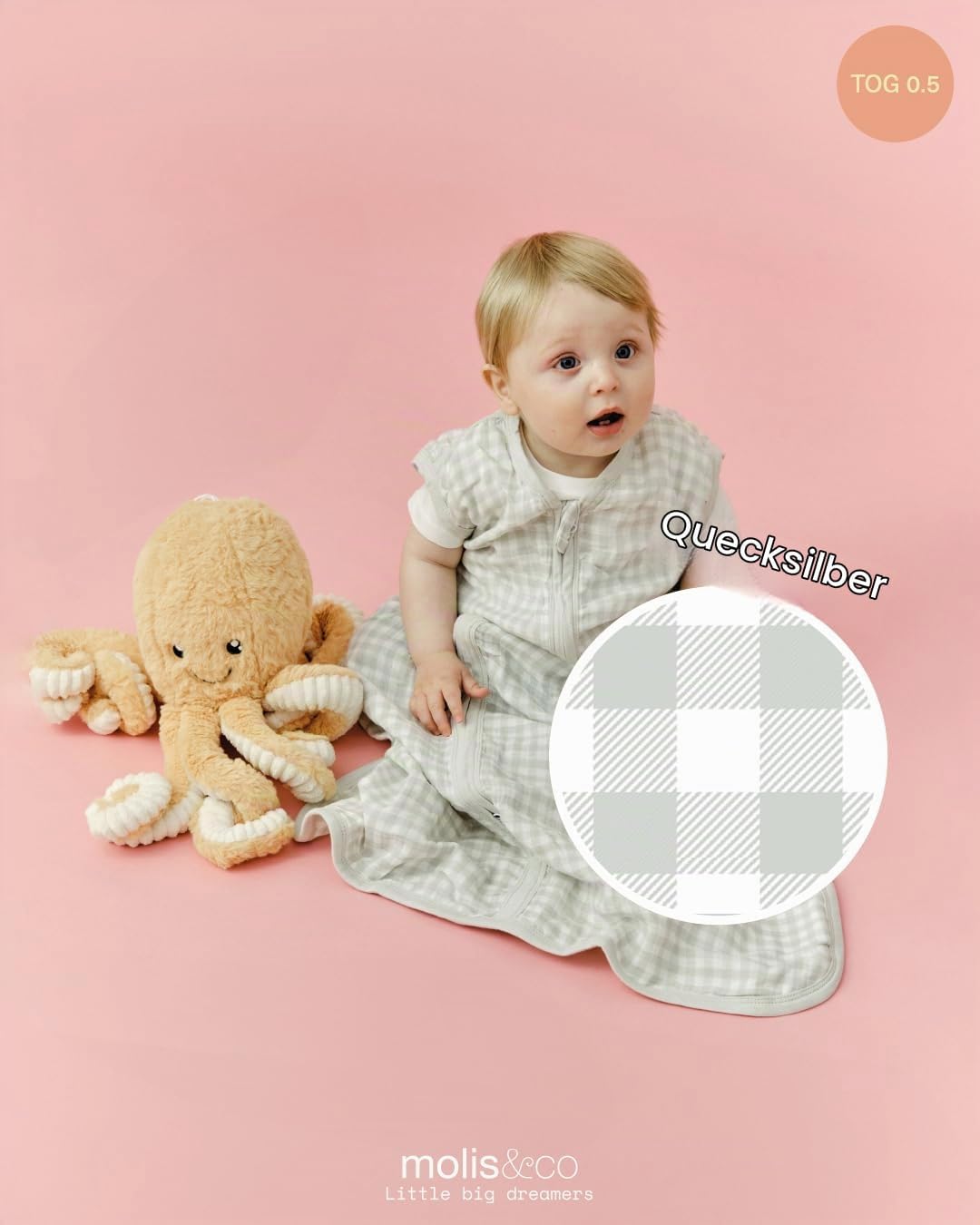 molis&amp;co - Baby Sommerschlafsack Musselin - Sommer Baby Schlafsack 0.5 TOG - Neugeborene Babyschlafs