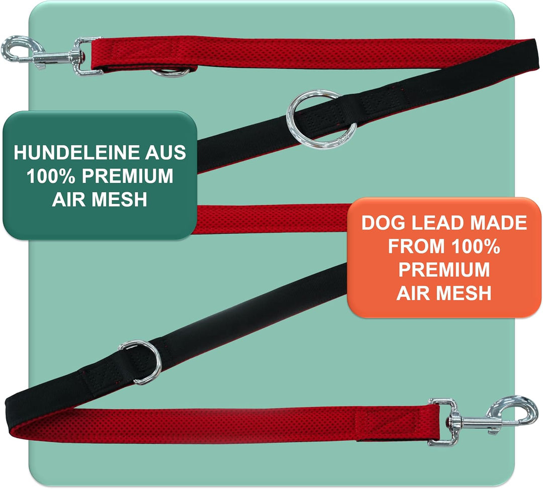 DEY - Premium Hundeleine Air Mesh 2m | 3fach Verstellbar | für Kleine, Mittelgrosse u. Grosse Hunde