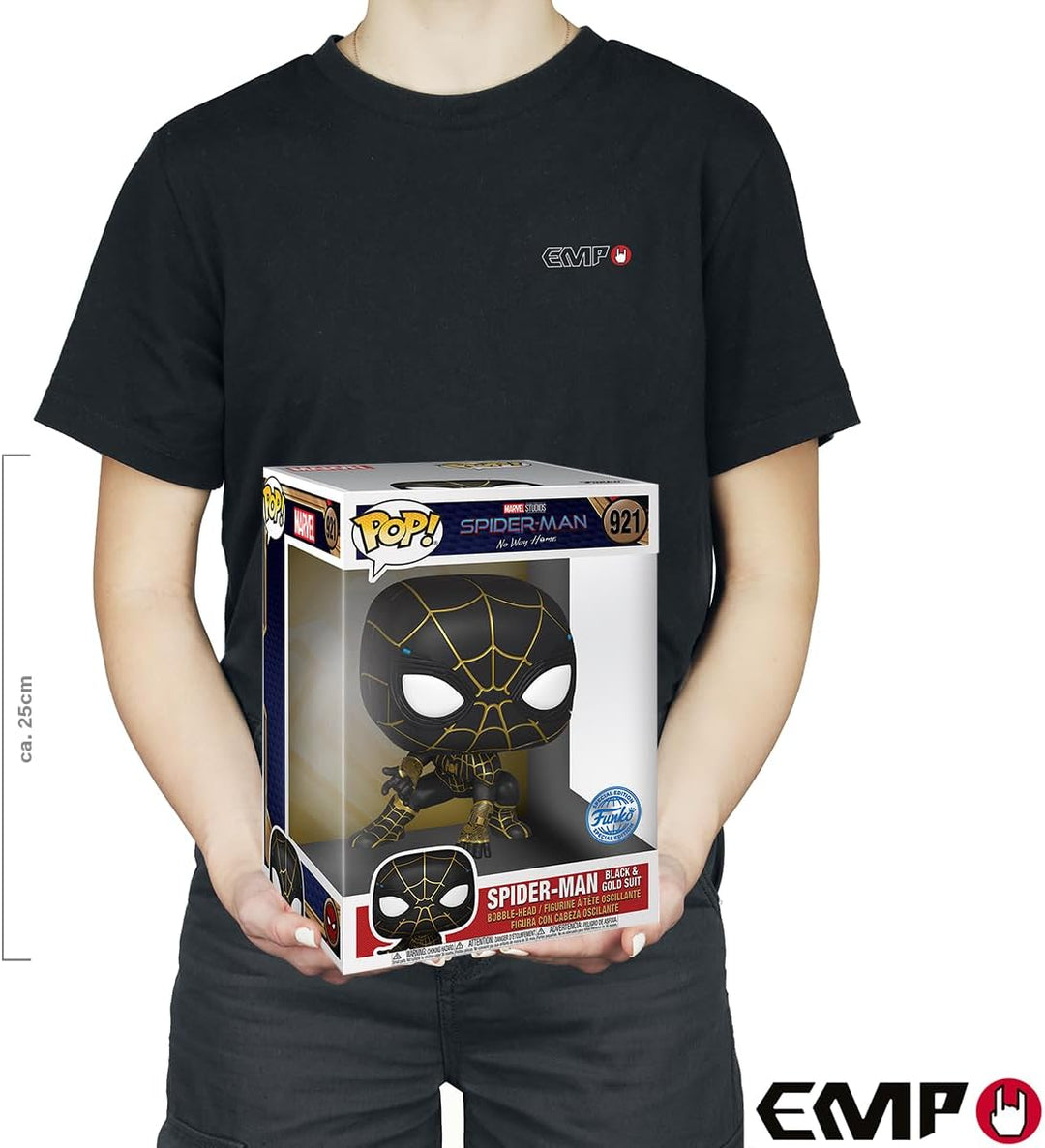 Funko POP! Jumbo: SM: Spider-Man Black & Gold Suit - Spiderman No Way Home - Vinyl-Sammelfigur - Ges