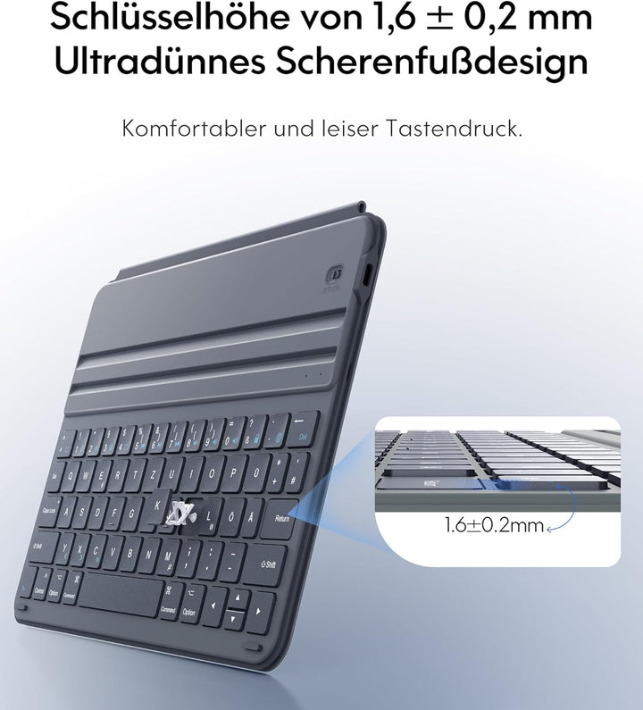 CHESONA Hülle mit Tastatur für iPad 10 Generation/11 Gen A16 2025, Ultraschlankes & Leichtes Design,
