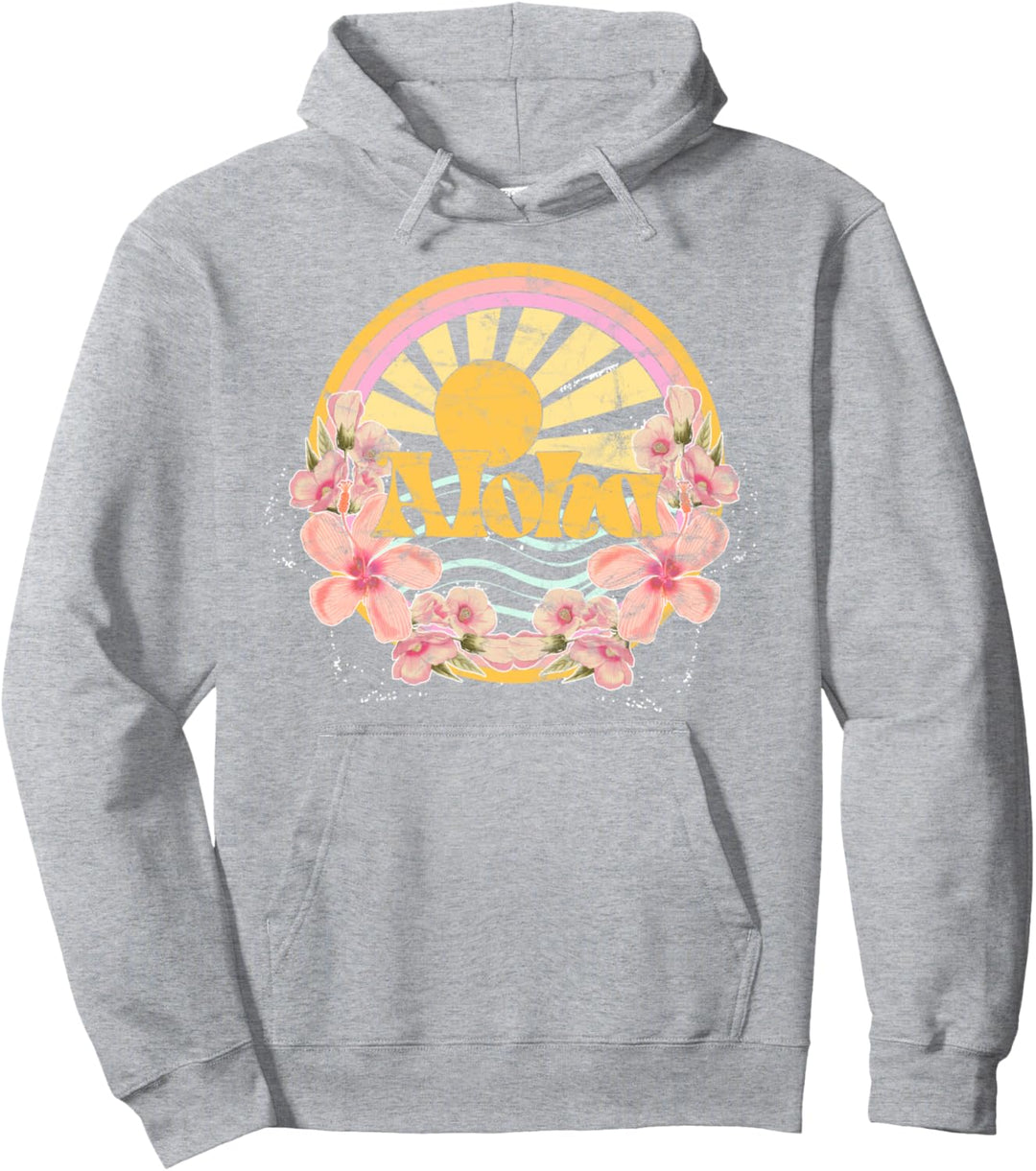 Trendy Tropical Hibiscus Pullover Hoodie