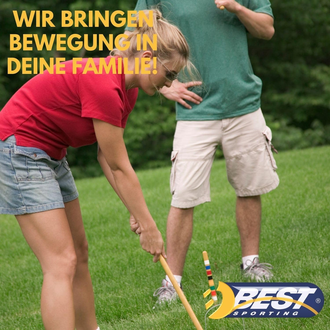 Best Sporting Crocket Set I Krocket Erwachsene & Kinder I mit Schläger, Kugeln, Tore, Markierungspfä