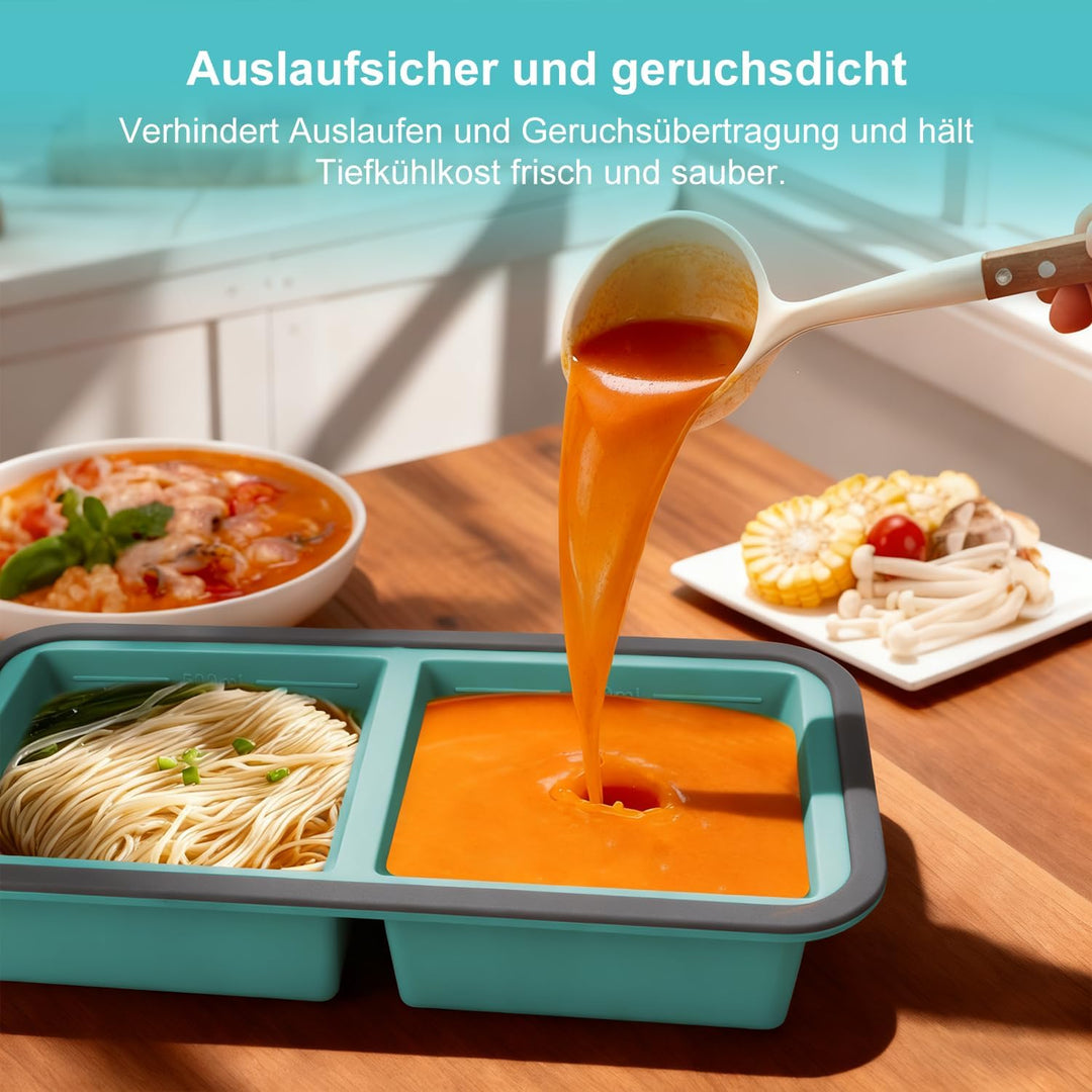 Gefrierbehälter Suppen Einfrieren Behälter Grosse Eiswürfelform 2Stk Silikon Eiswürfelform Mit Decke