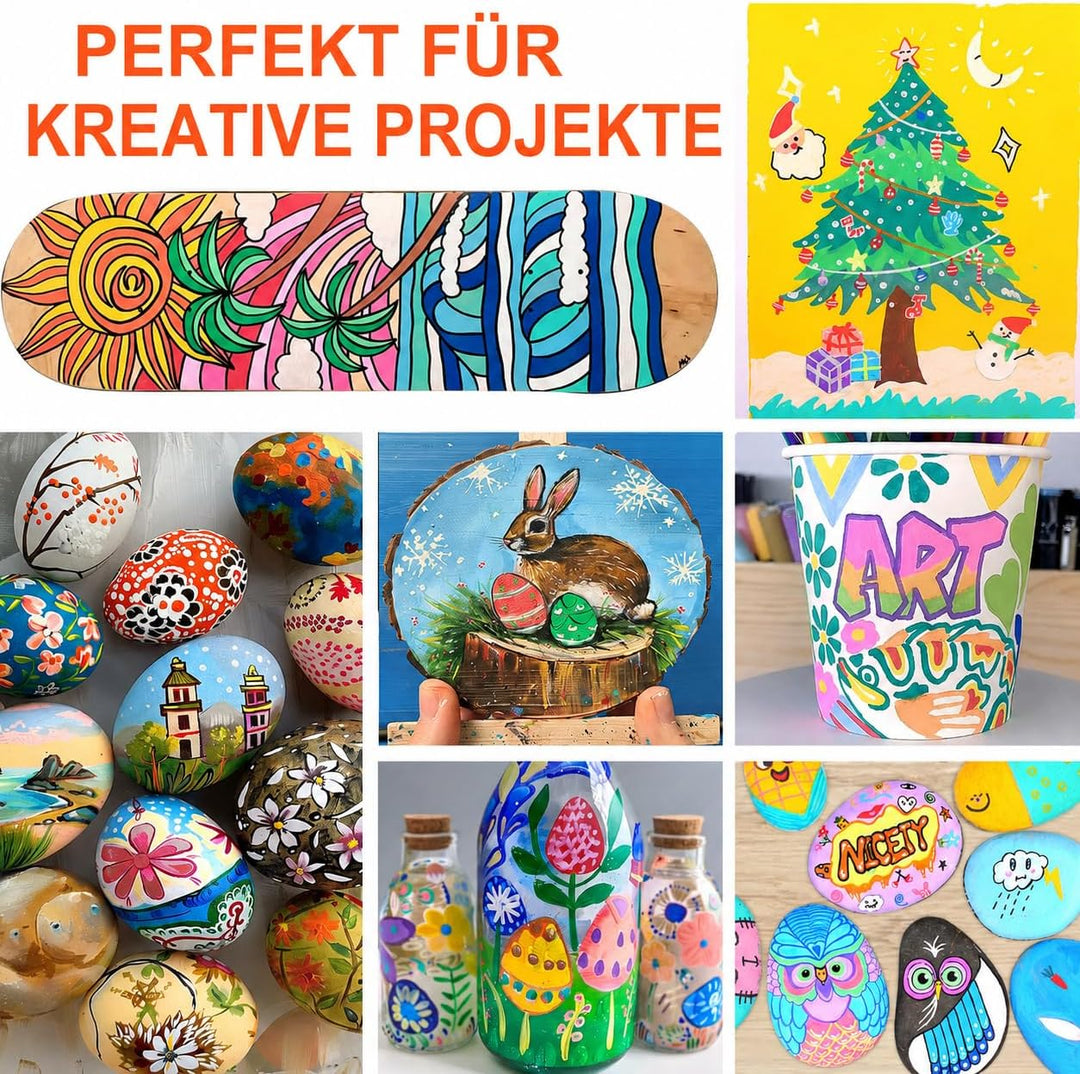 NICETY 128 Acrylstifte für Steine Wasserfest - Dual Tip Acrylmarker Multimarker für Steine Bemalen H