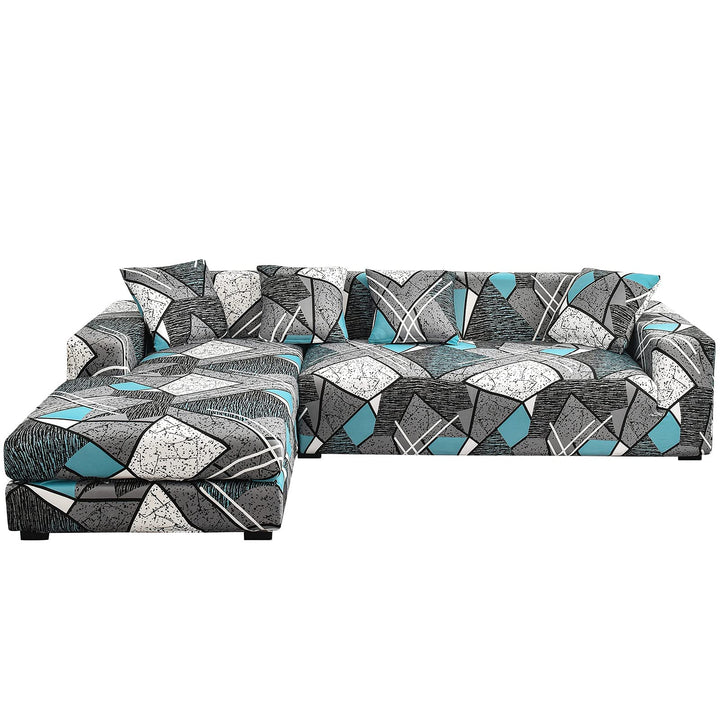 ShowyLive Sofa Überzug Couch Überzug 2er Set für Ecksofa L-Form Sofabezug 3 Sitzer+3 Sitzer, mit 4 S