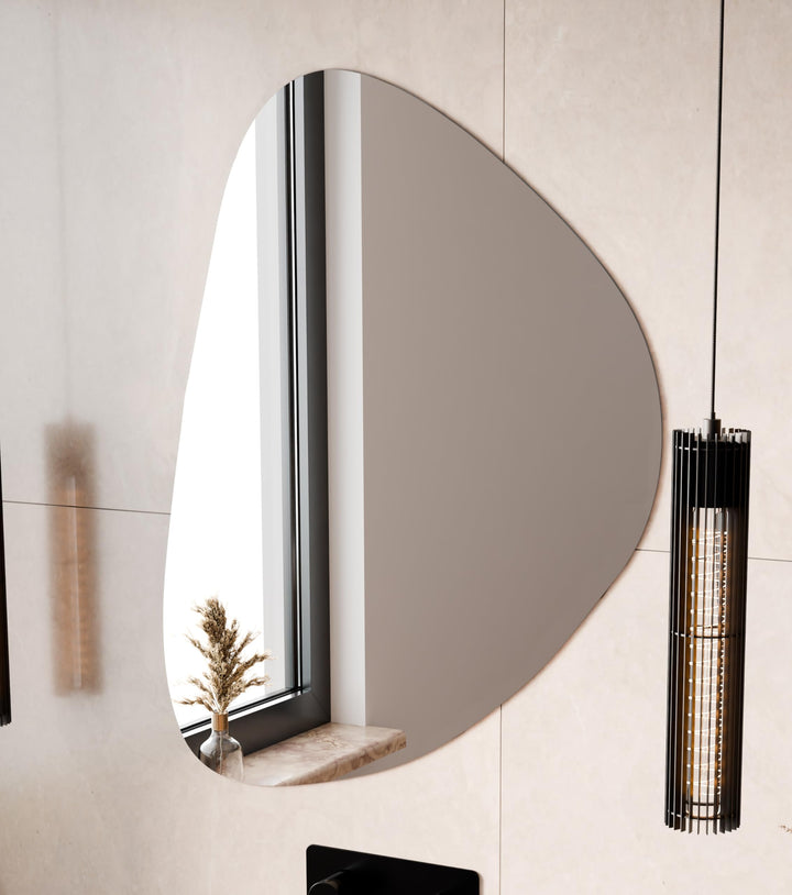 BD ART LED-Badezimmerspiegel 60x90 cm, Organische Form mit Beleuchtung, IP44, Wandspiegel für Feucht