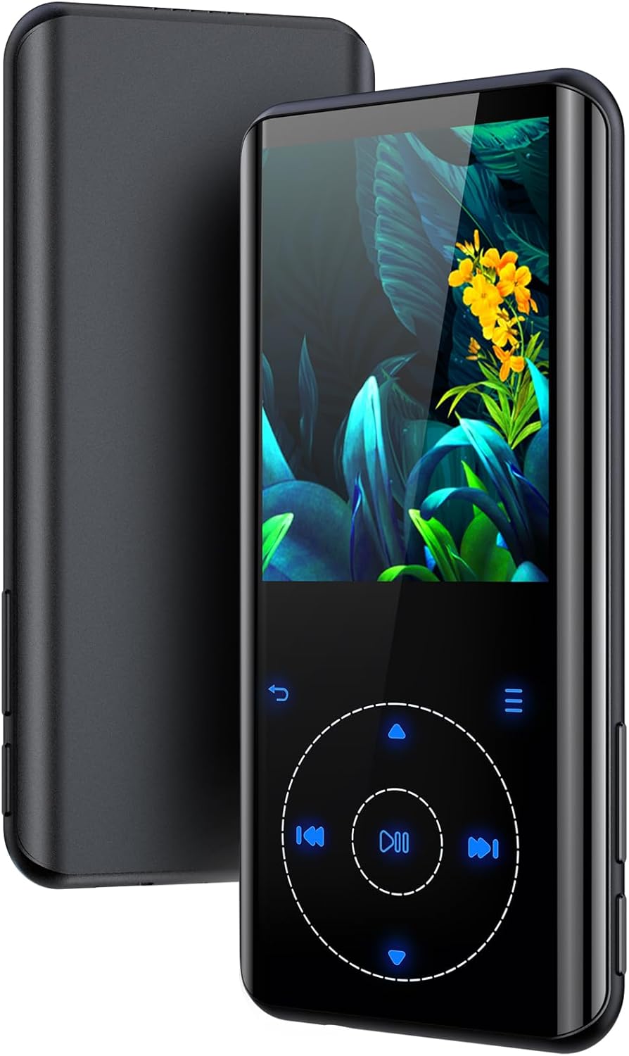 Metallgehäuse 32GB MP3 Player Bluetooth 5.3 mit 2,4 Zoll Display & gebogenem Design, HiFi Sound, Tou