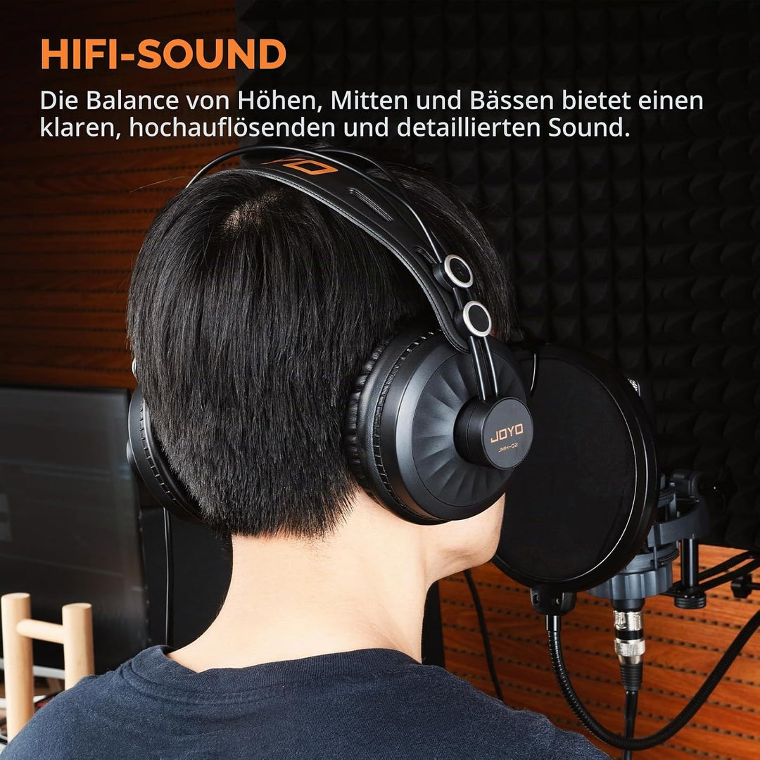 JOYO Studio-Kopfhörer, Monitor-Kopfhörer für Aufnahme, Over-Ear-Geräuschunterdrückung, für Gitarre,