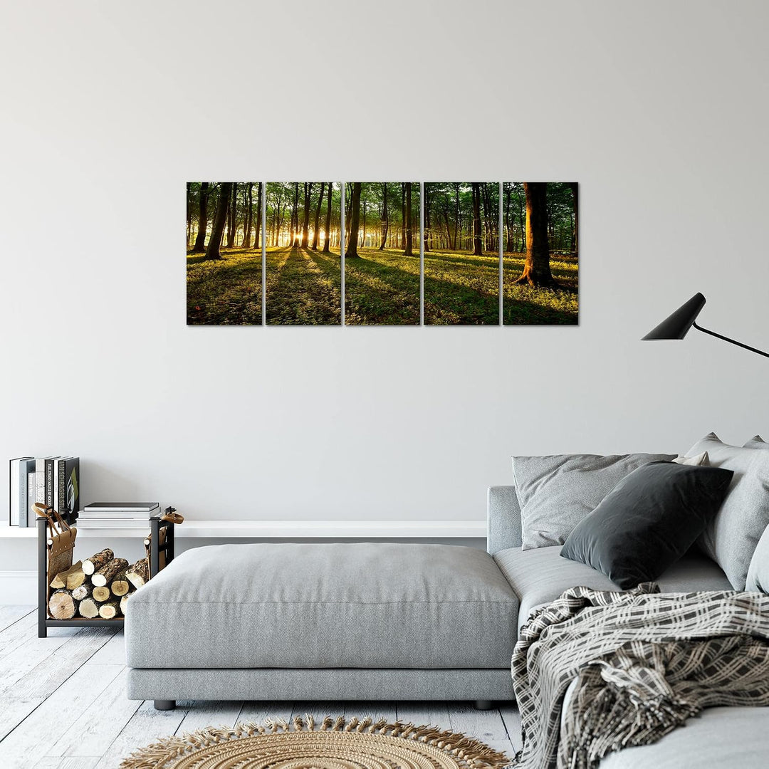 Runa Art Bild Wald Landschaft Wandbilder auf Vlies Leinwand 5 Teilig Wanddekoration Schlafzimmer Woh