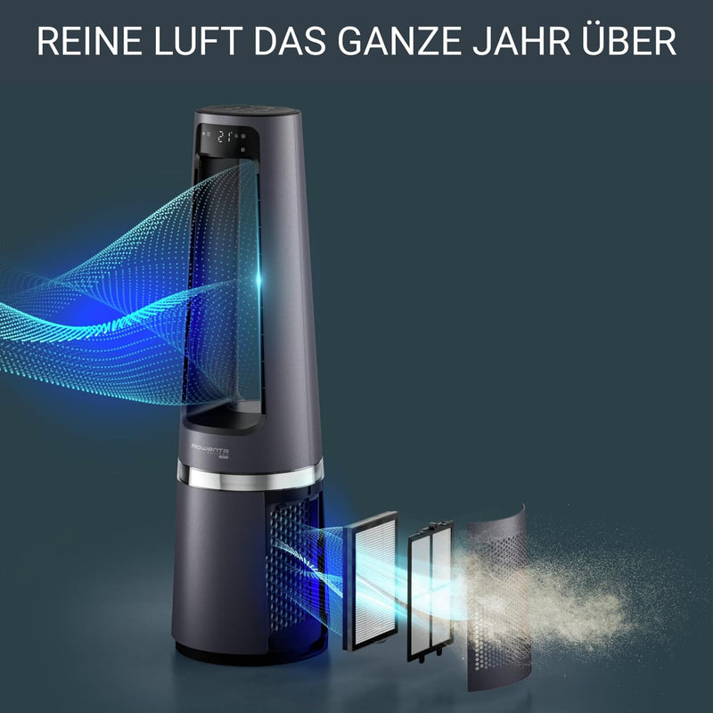 Rowenta QU5062 Eclipse 3in1 Luftreiniger | Heizlüfter | Ventilator | filtert 99,9% der Partikel | fü