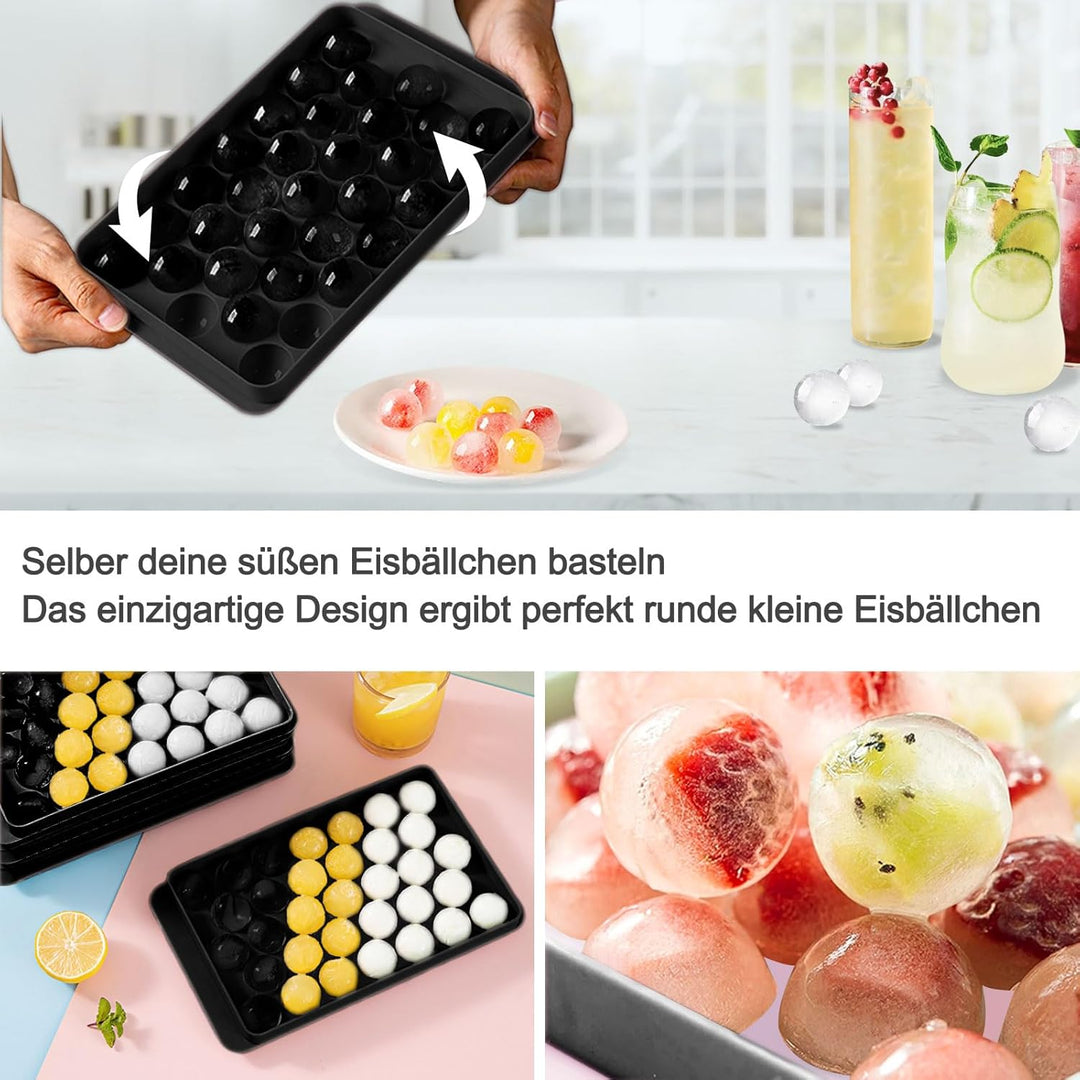 Miaowoof Eiswürfelform mit Deckel und Behälter, 2,5 cm x 99 Stück Runde Eiswürfel, Non-BPA Eiswürfel
