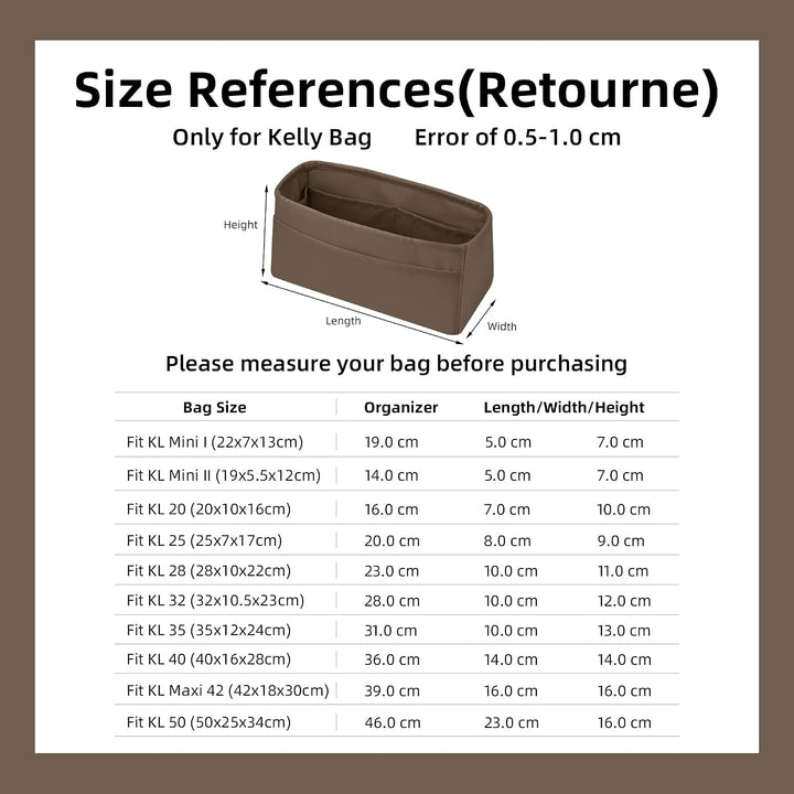 DGAZ Seide Tasche Organizer Einsatz, Organizer Innentaschen für Kelly Pochette/Mini/25/28/32/35, Tas