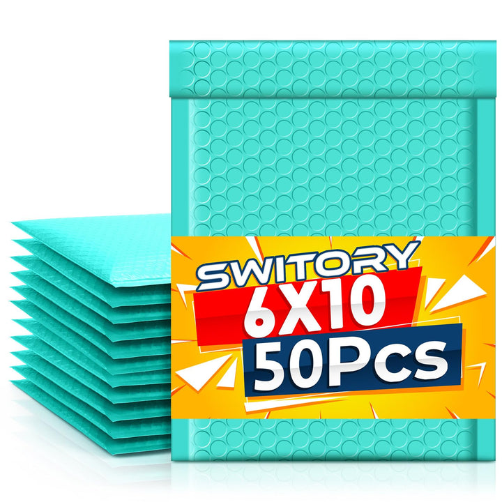 Switory 50 Stück A5 15,3 cm x 26,9 cm Blasenumschläge Poly Bubble Mailer Gepolsterte Umschläge Bubbl
