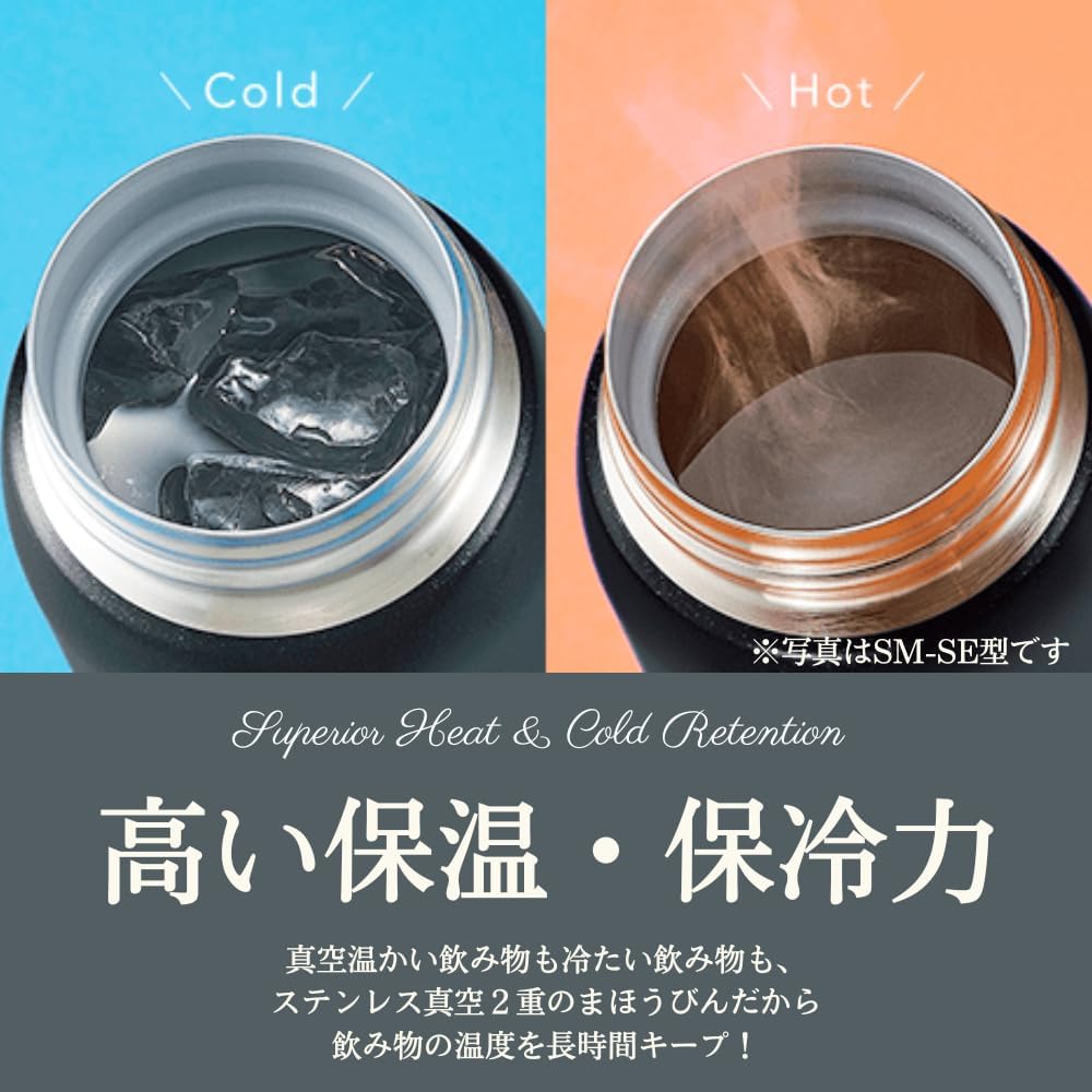 Zojirushi Thermosflasche für Getränke, Edelstahl, glänzend, Schwarz, 6,5 x 7 x 17,5 cm Modernes tech