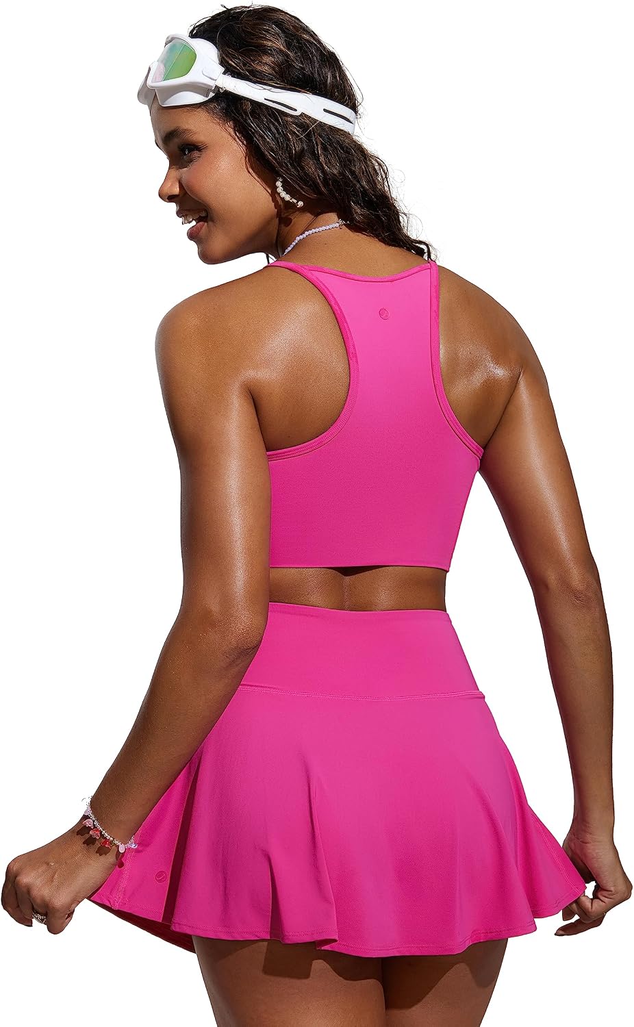 CRZ YOGA Damen Bikinitops Stehkragen Bikini Sport BH Racerback Gepolstert Bikinioberteil Sexy Bikini