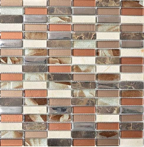 Mosaik Fliese Transluzent braun silber Rechteck Glasmosaik Crystal Stein braun für BODEN WAND KÜCHE