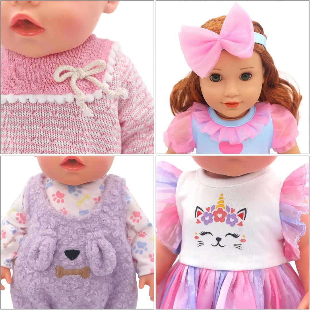 4-Packungen Puppenkleidung für 36-43 cm Baby Puppen mit Hut und Stirnband (Keine Puppe)