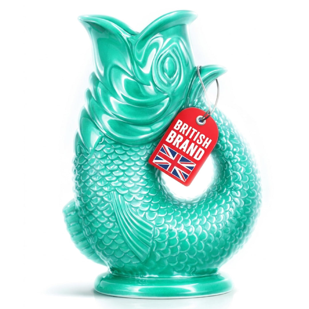 Bubble Jug | Wasserkaraffe | Keramikkrug in Fischform | 1,5 L | Salbeigrün Salbeigrün 1.5L, Salbeigr