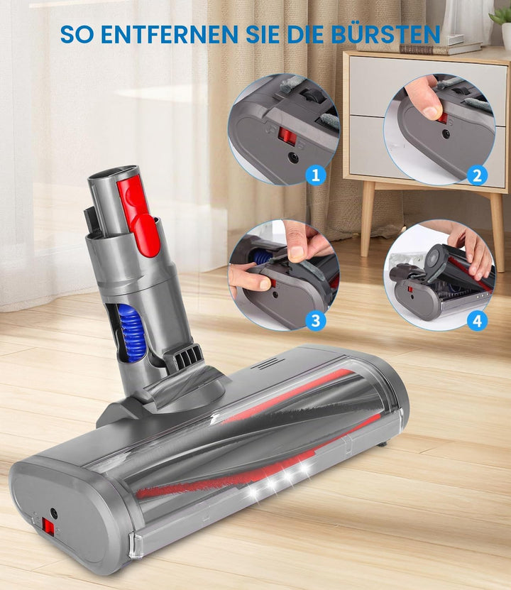 Bürste Kompatibel mit Dyson V7, V8, V10, V11, V15,Ersatzteile für Bodendüse mit 4 LEDs, Bürstenkopf