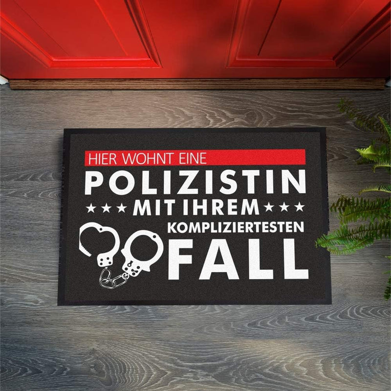 4youDesign Lustige Fussmatte -Hier wohnt eine Polizistin, 50x70- rutschfest, für innen (Hier wohnt e