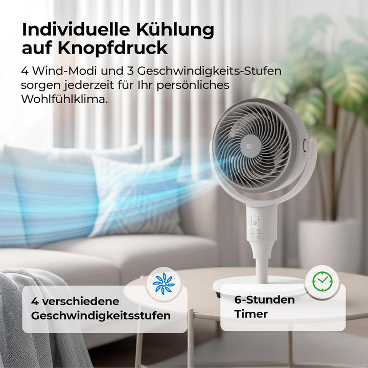 aeco AirX Duo 2in1 Tischventilator & Standventilator mit Fernbedienung | 61-118 cm Höhe | 135° + 85°
