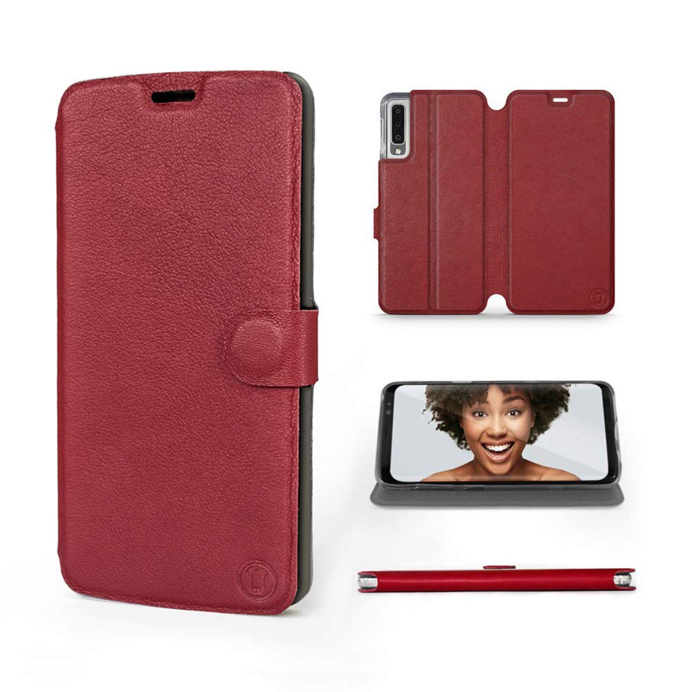 Mobiwear | Echt Lederhülle | Kompatibel mit Samsung Galaxy A7 2018, Made in EU handyhülle, Slim Leat