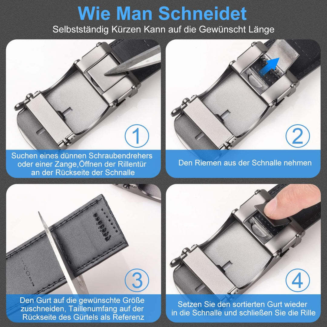 Chaberlu Automatik gürtel herren 2 Stücke, Ledergürtel Ratsche Automatikschliesse Business Anzug Gür