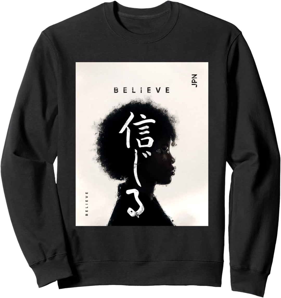 Japanese Aesthetic Graphic - Digital Paint Art - Believe Sweatshirt
