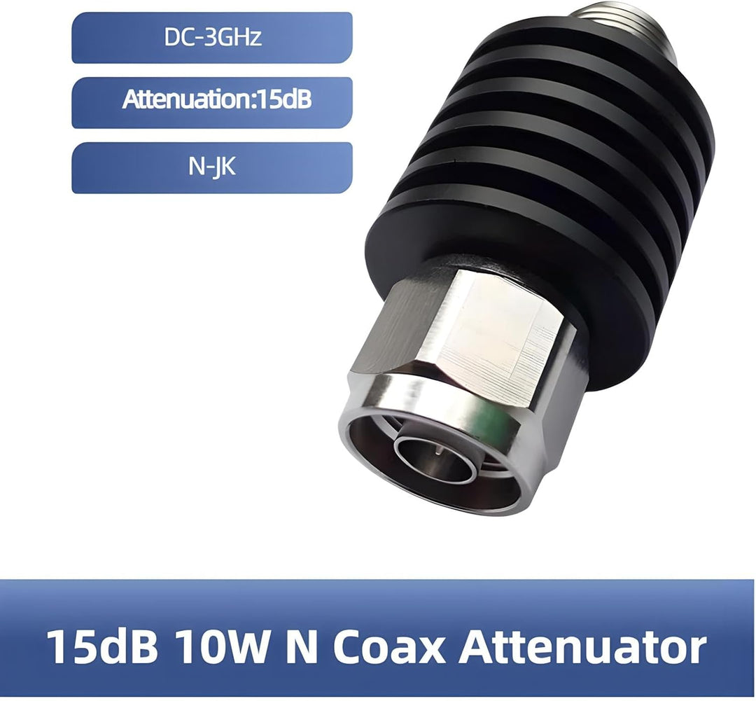 BECEN 15dB 10 Watt N fester Dämpfer - 10 W N-Anschluss 3 GHz RF-Dämpfer 50 Ohm Attenuator, 15dB