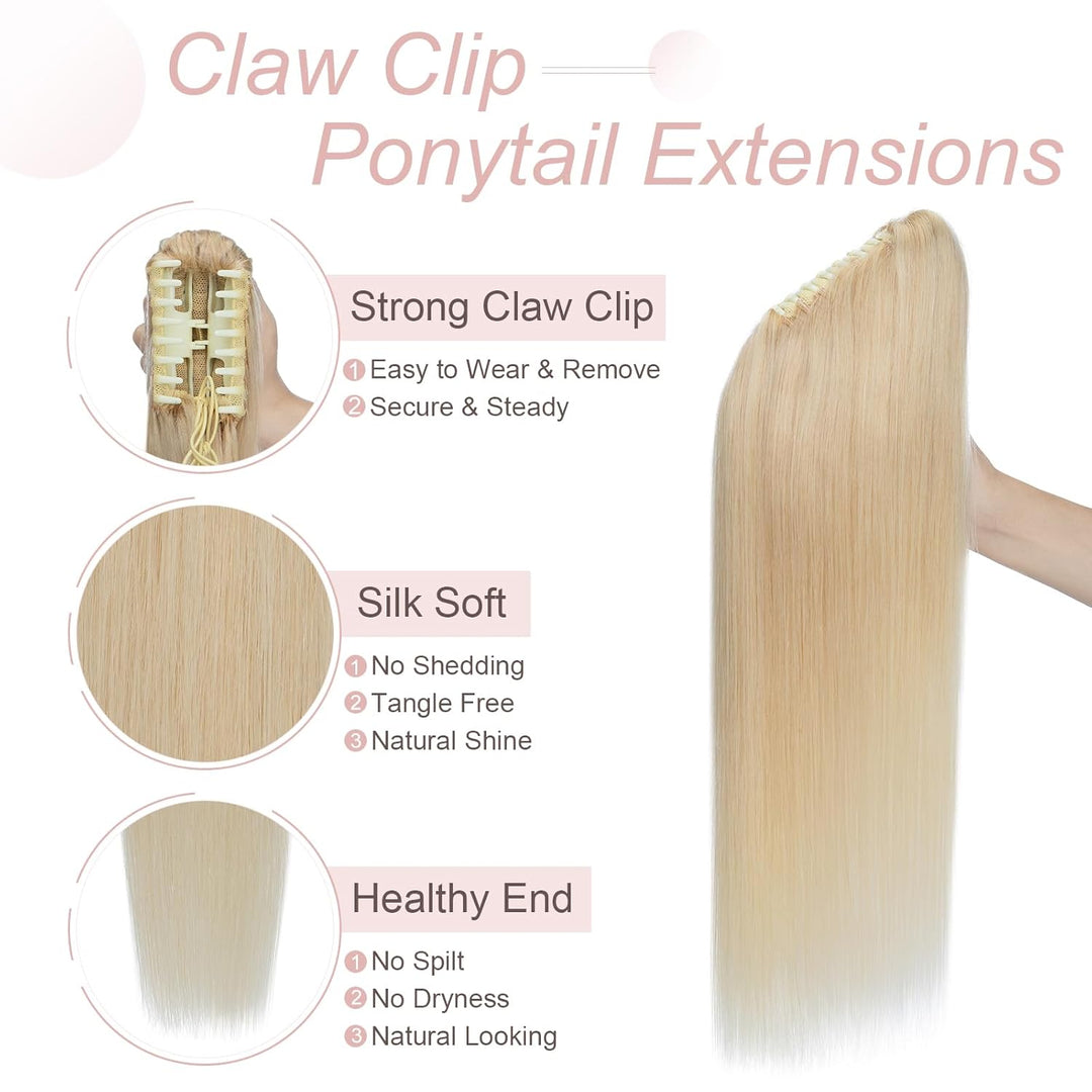 Silk-co Haarteile Echthaar Ponytail Extension Clip in Pferdeschwanz Extensions Echthaar Glatt Zopf H