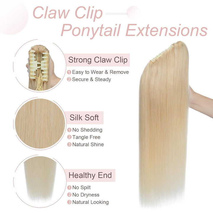 Silk-co Haarteile Echthaar Ponytail Extension Clip in Pferdeschwanz Extensions Echthaar Glatt Zopf H