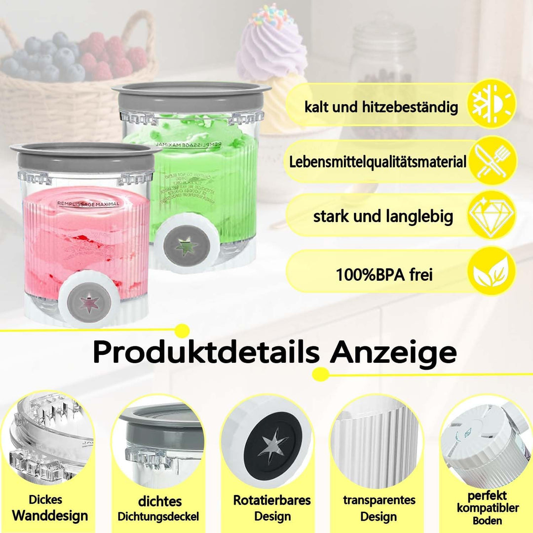2 Stück für Ninja Swirl Creami Behälter 480 ml Eisbehälter - Kompatibel mit Ninja Creami NC701 & NC7