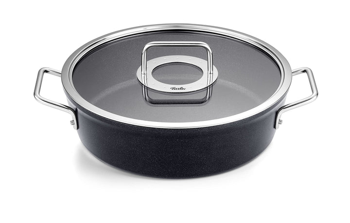 Fissler Adamant / Aluminium-Bräter (Ø 28 cm, 4,3L) Bratentopf-beschichtet mit Glas-Deckel, antihafte