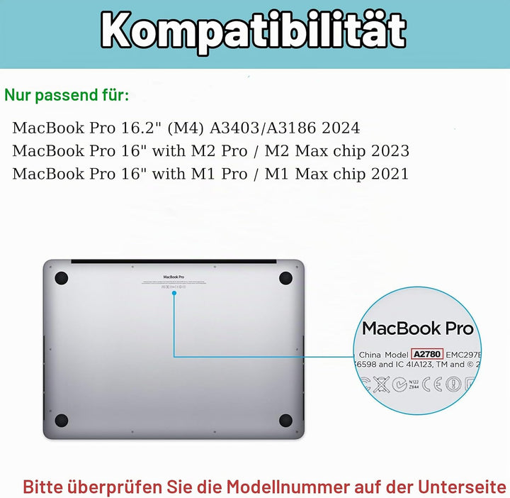ProCase Schutzfolie für MacBook Pro 16,2 Zoll 2024 (M4) A3403/A3186, 9H Gehärtetes Glas für 16 Zoll