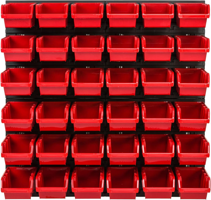 Lagersystem Werkstattregal | 78 x 78 cm | 36 stck. Box | Wandregal mit Stapelboxen - Wandplatten Ext